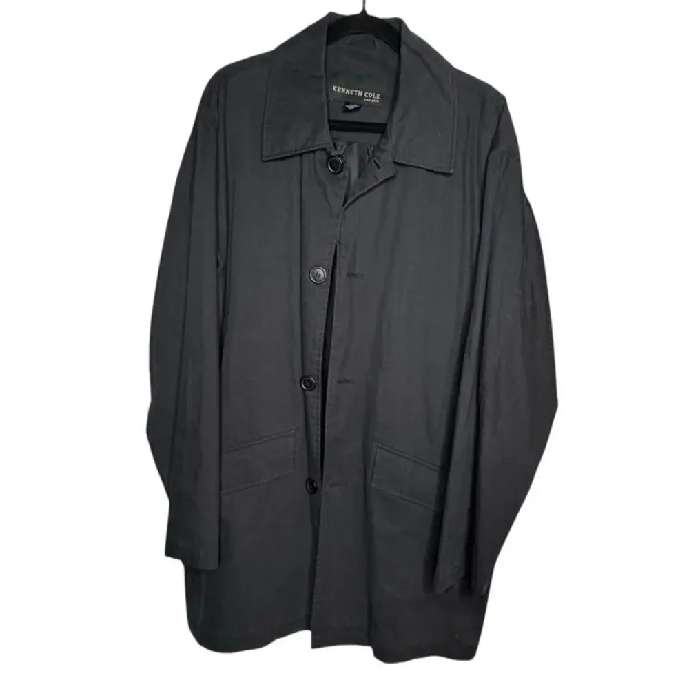 KENNETH COLE NEW YORK MENS BLACK RAIN OVERCOAT SIZE L